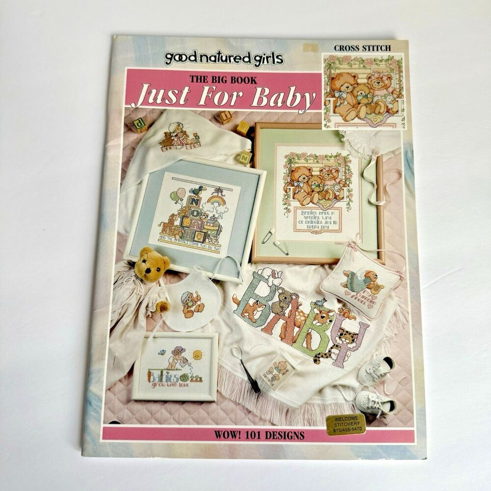 VTG 1996 Good Natured Just For Baby Cross Stitch Charts The Big Book 101 Designs
